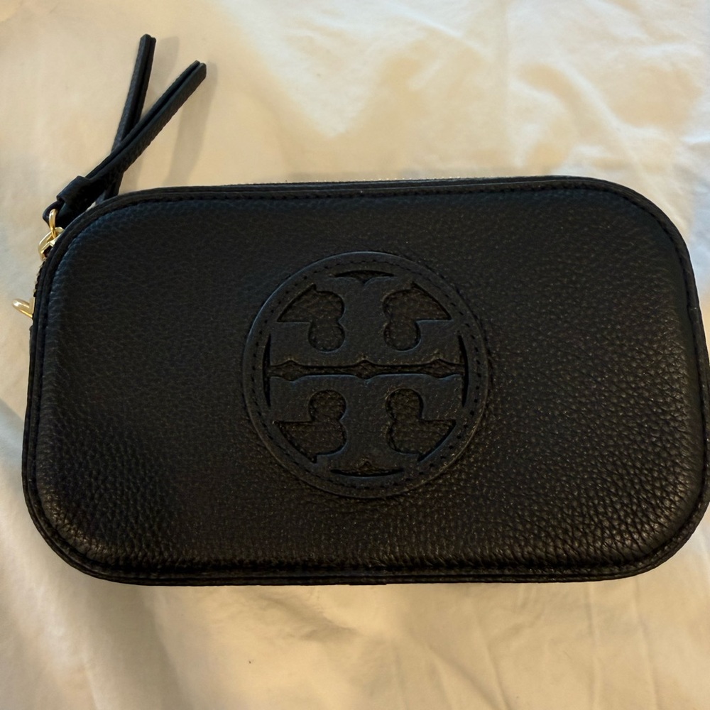Black Leather Wristlet with Logo
